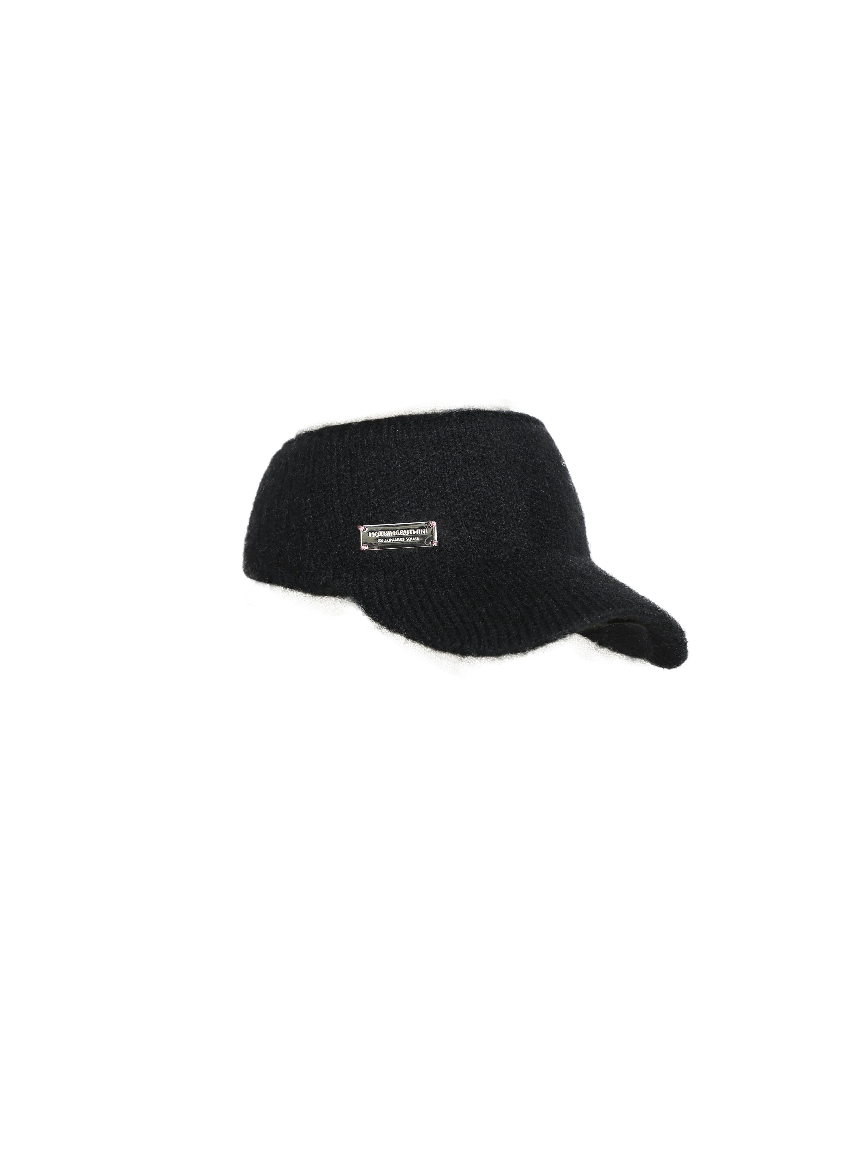 NBM metal badge knitted hollow hat（Black）