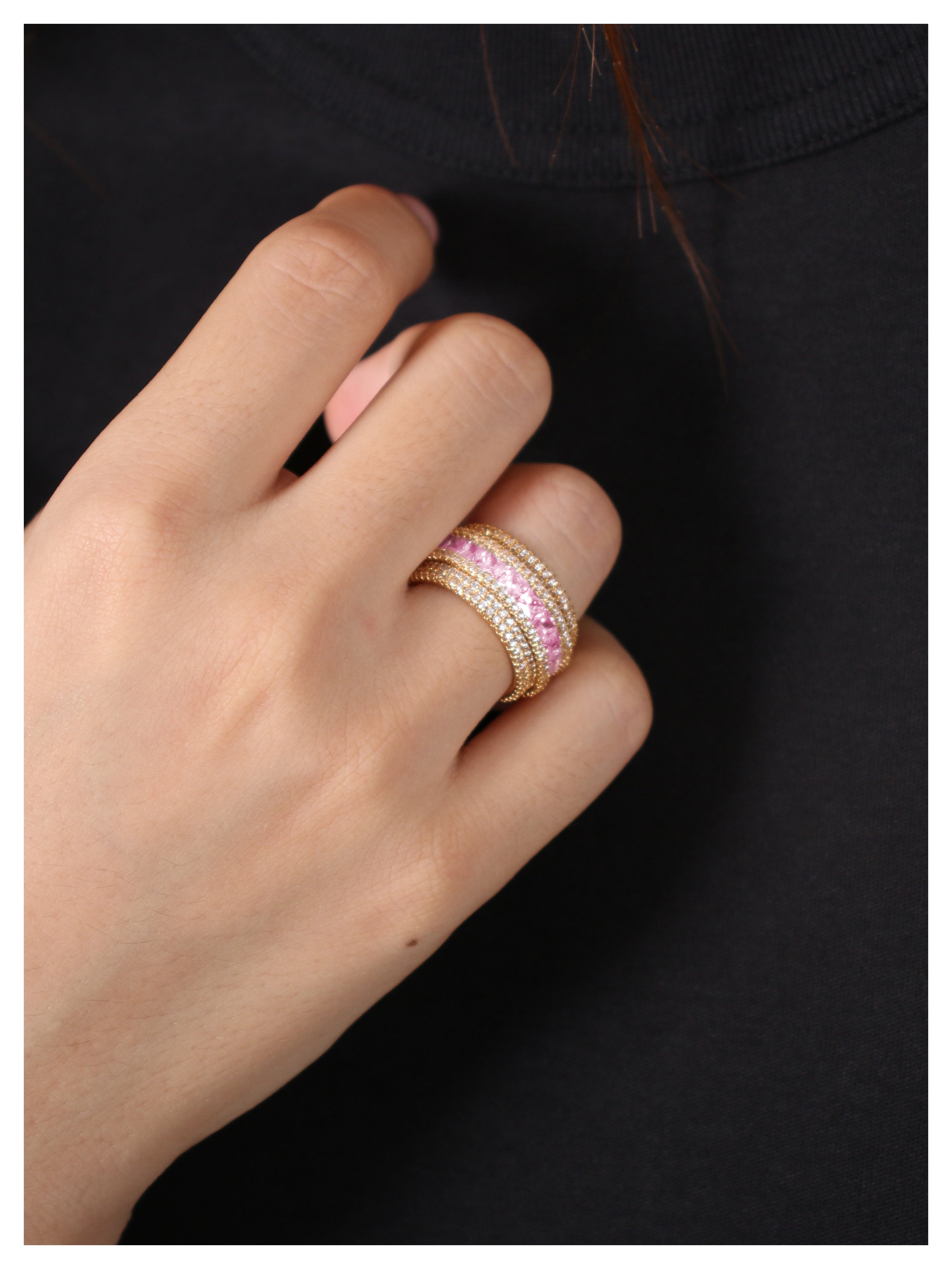 Pave Shine "Star-ring" Crystal Clear（Athens Gold）