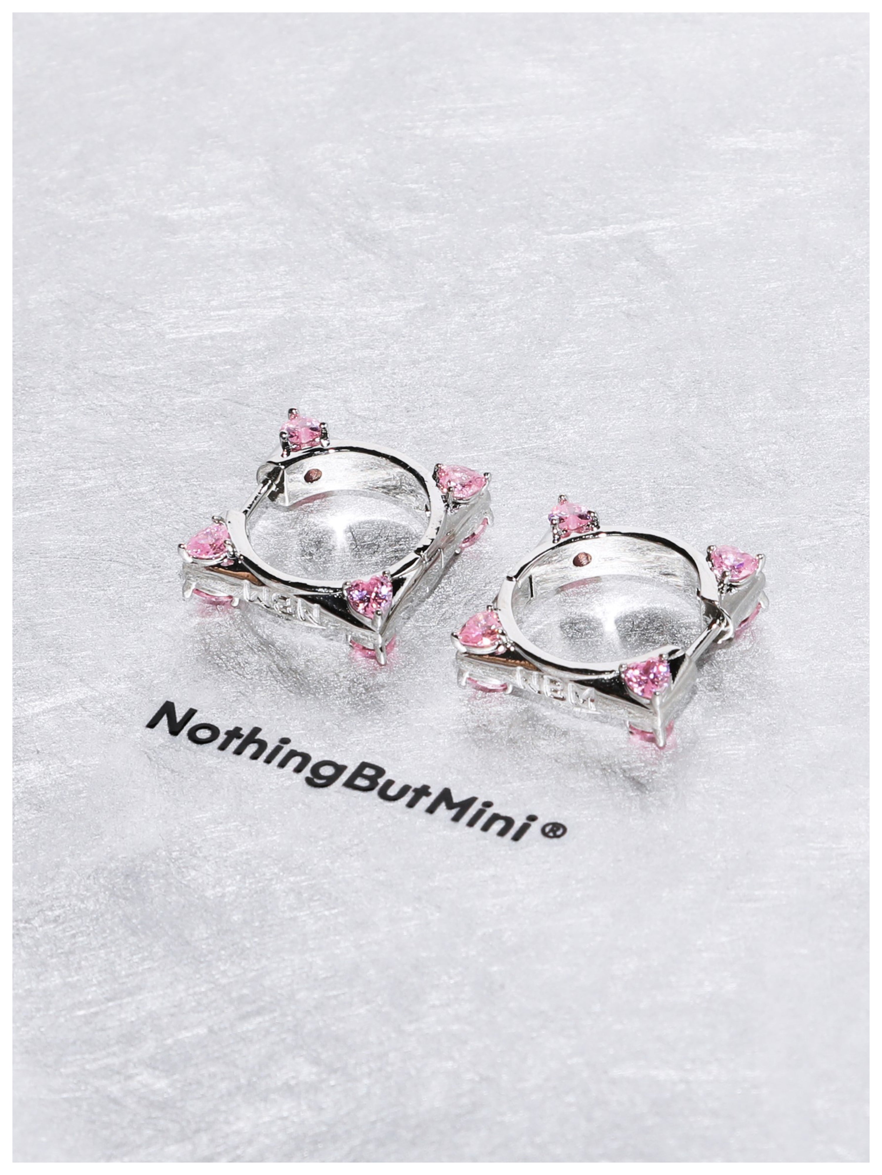 Square Heart-shape Earrings（Crystal Pink）