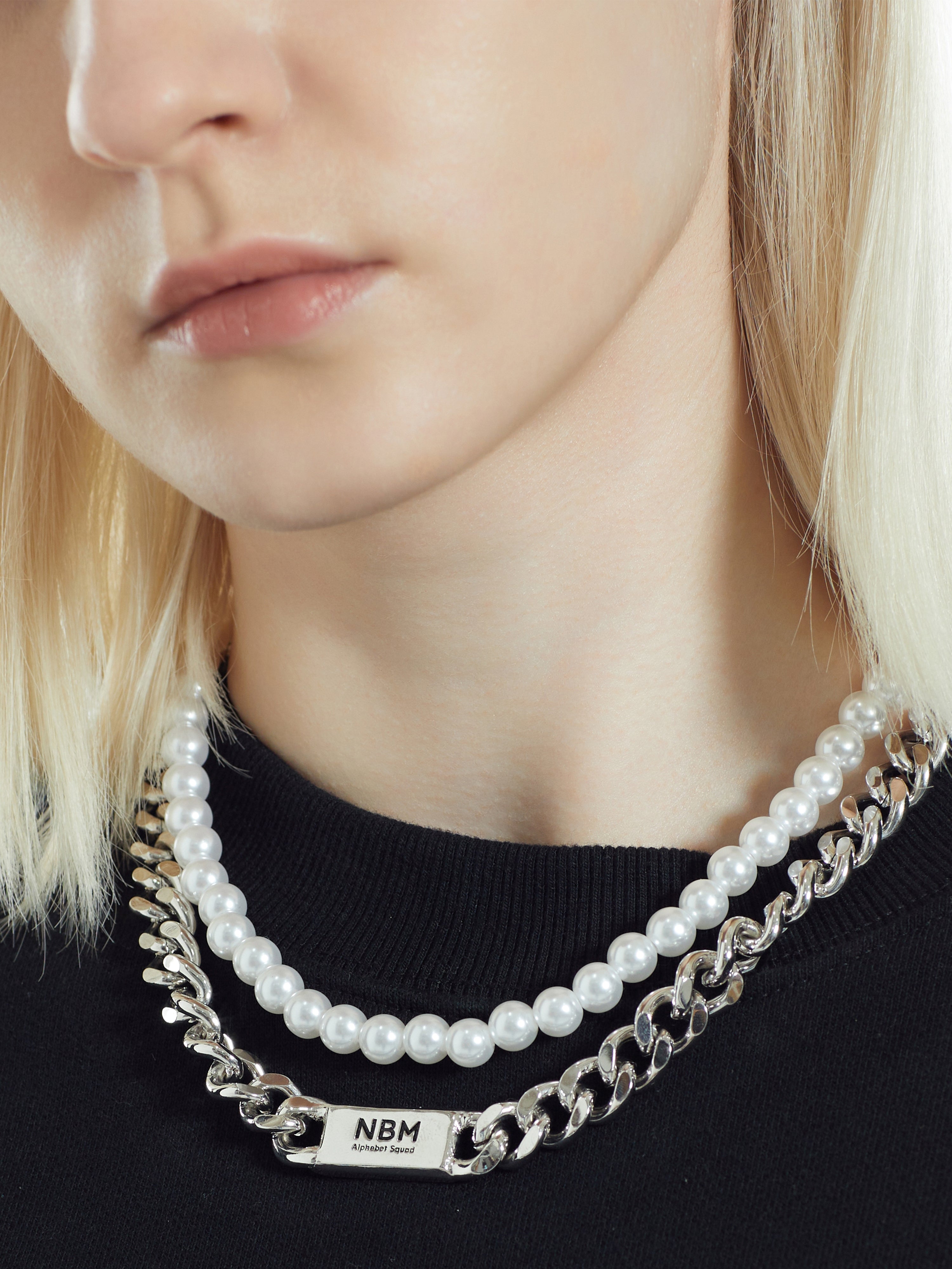 Double Layer Baroque Pearl Complex Structure Chain Necklace（Platinum）