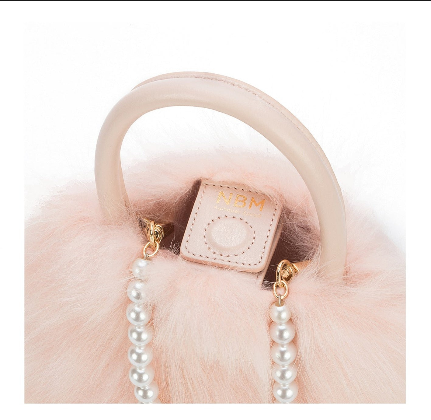 Fox Fur PearlChain Handbag （Pink）