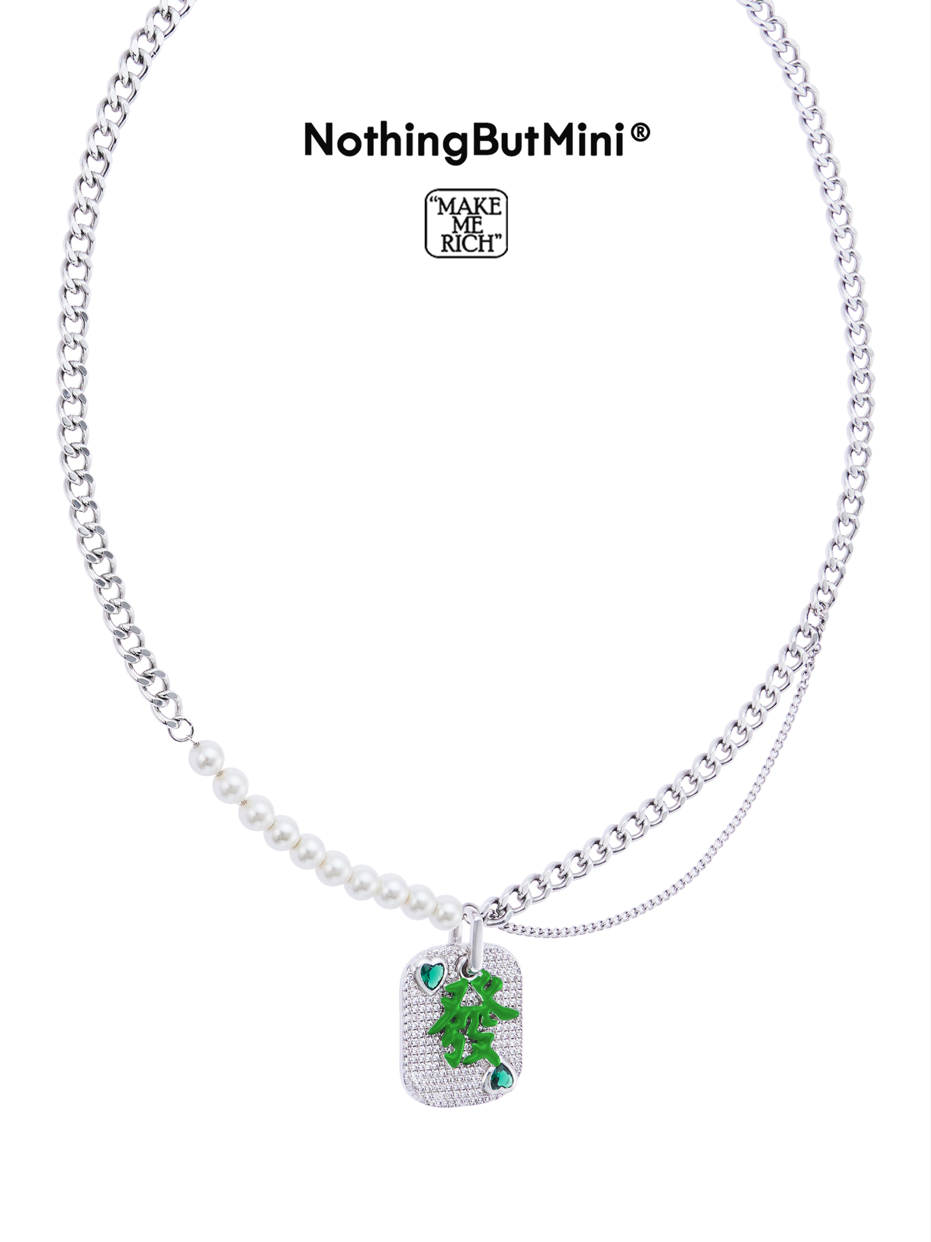 NBM 2024 "MAKE ME RICH" Pearl Layered Necklace (Mahjong Green)
