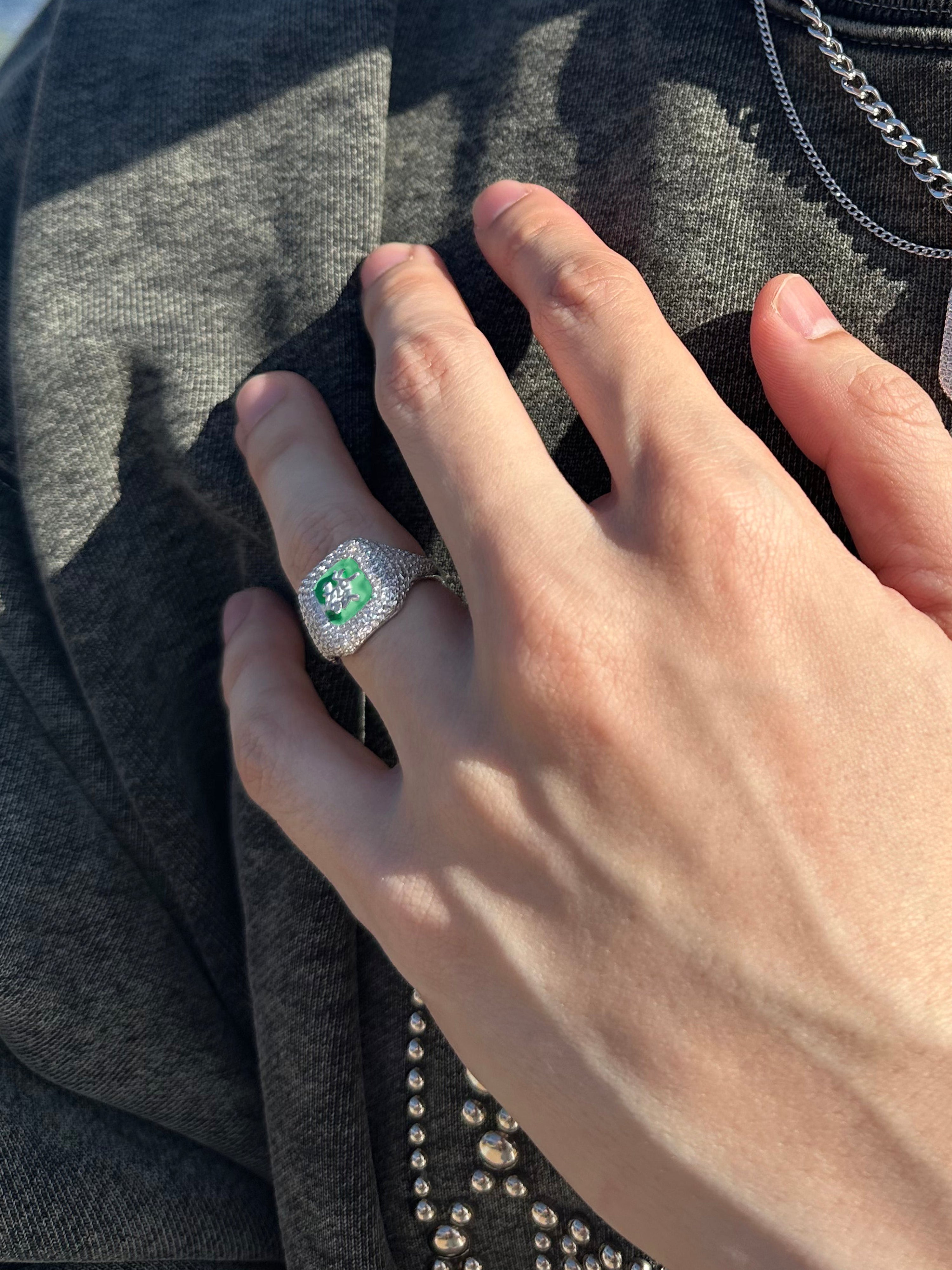 NBM 2024 "MAKE ME RICH" Full Sky Star Sugar Glazed Ring (Mahjong Green）