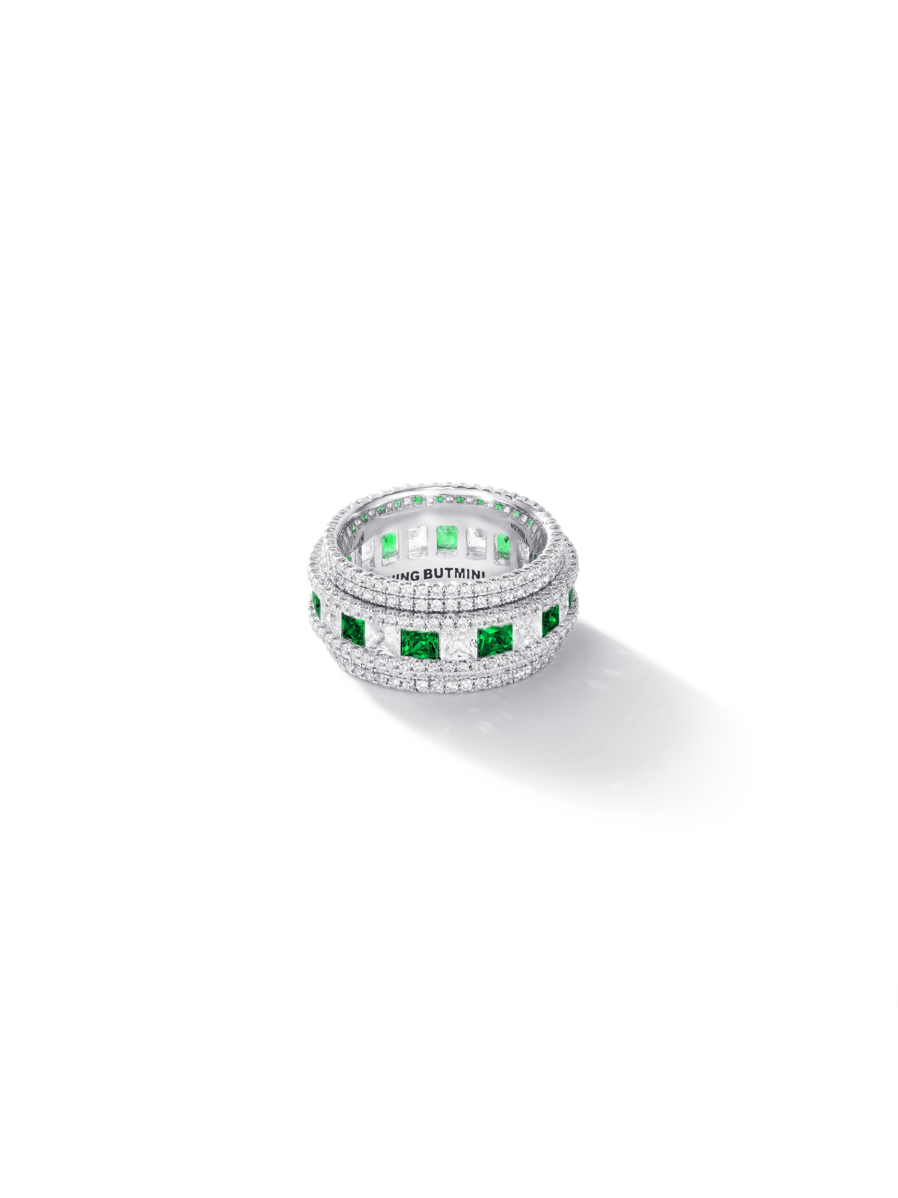“Black & White”Pave Shine "Star-ring"(green）
