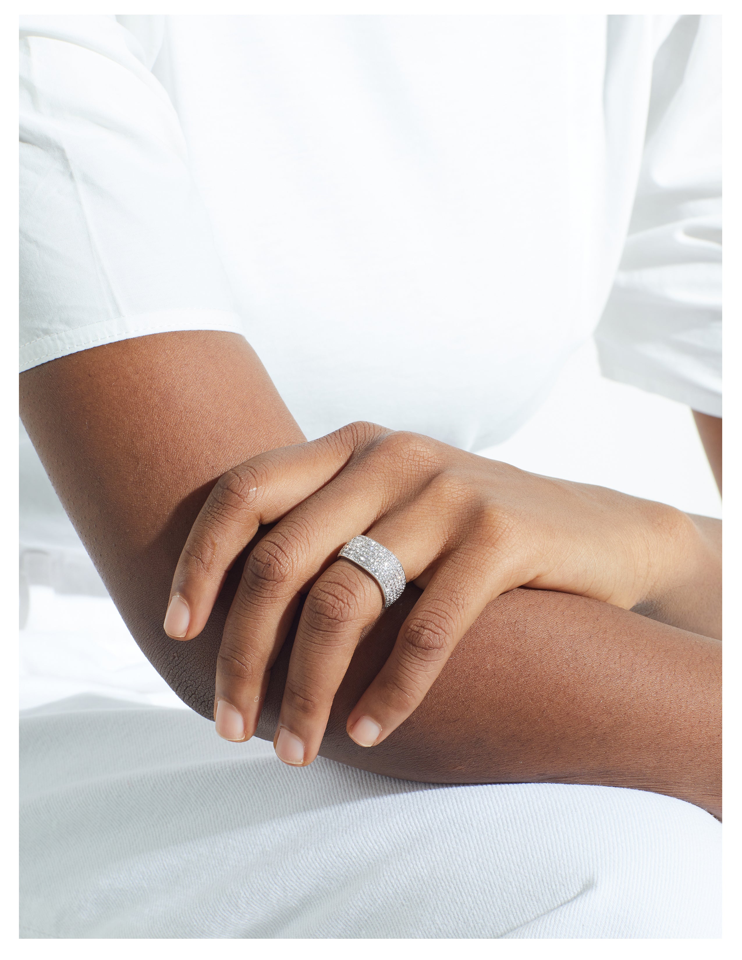 SkyStar Minimalist Square Ring (Platinum）