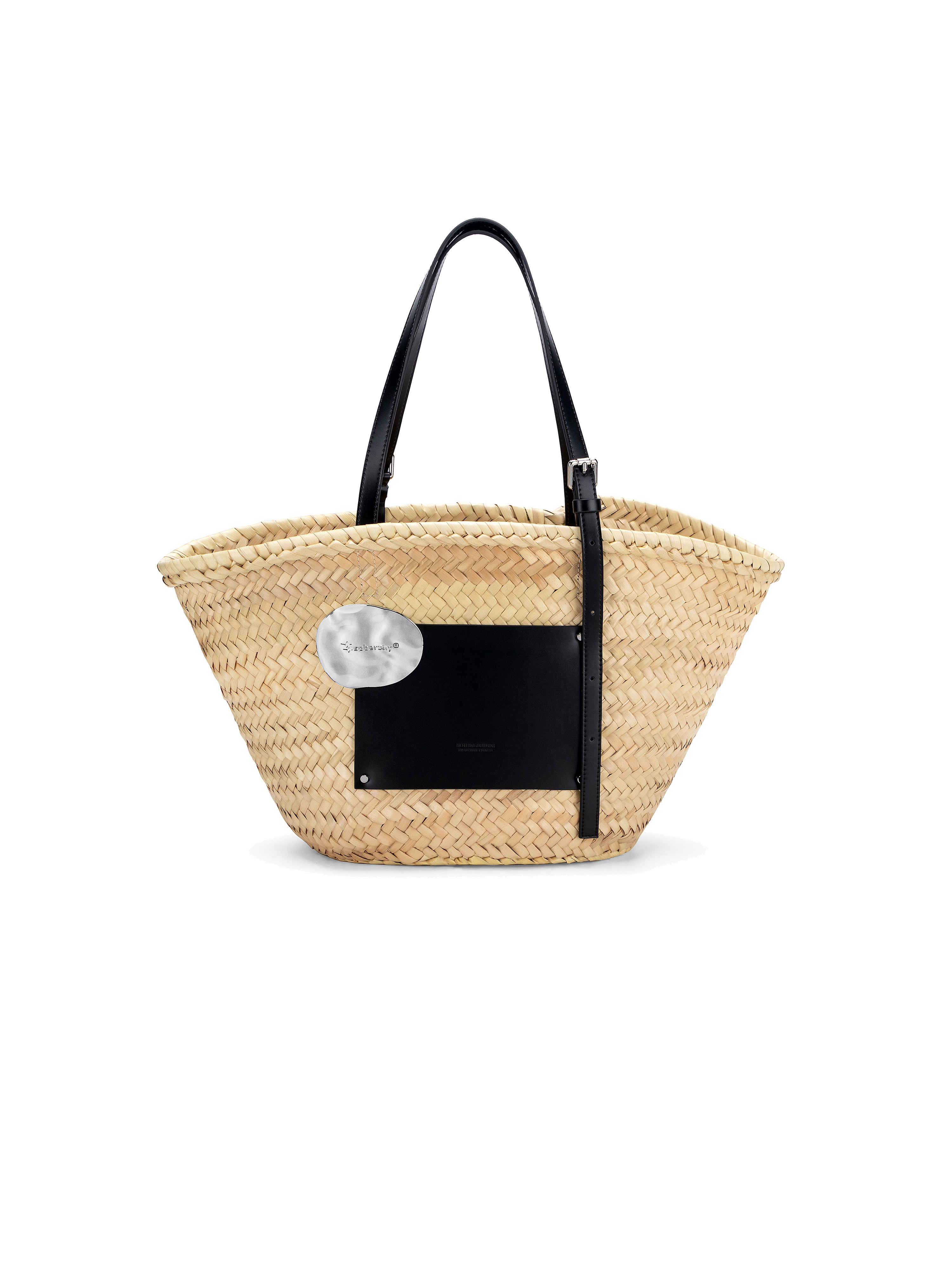 sobershy×nothingbutmini african grass woven tote bag（Matte black）