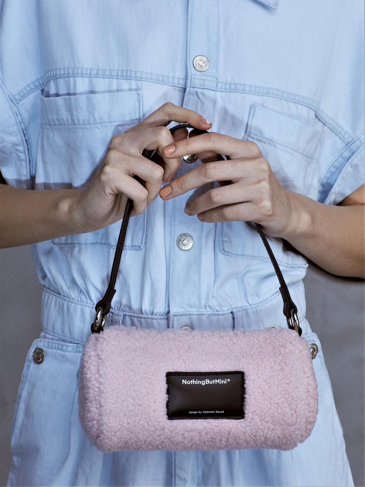 Sheep Fur Bowling Handbag (Pink)