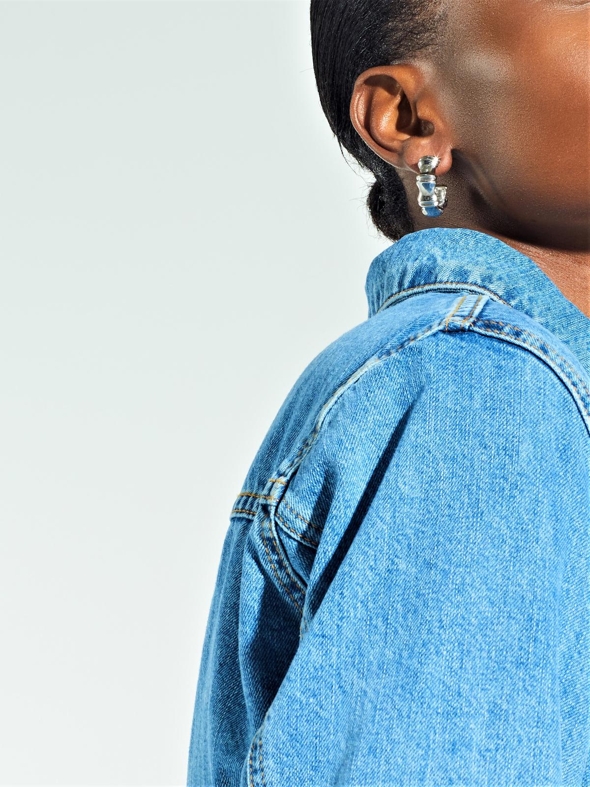 Bamboo Structure Silver-tone Earrings
