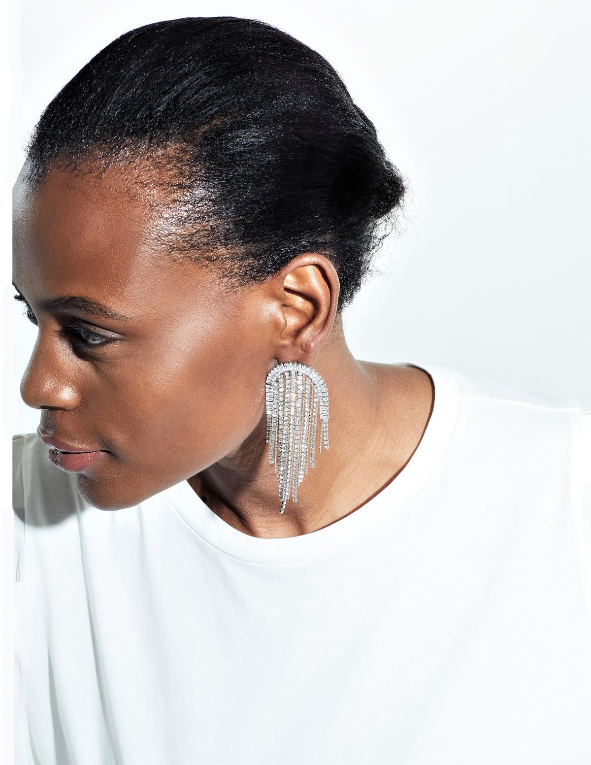 Jellyfish Waterfall Crystal Earrings (Platinum)