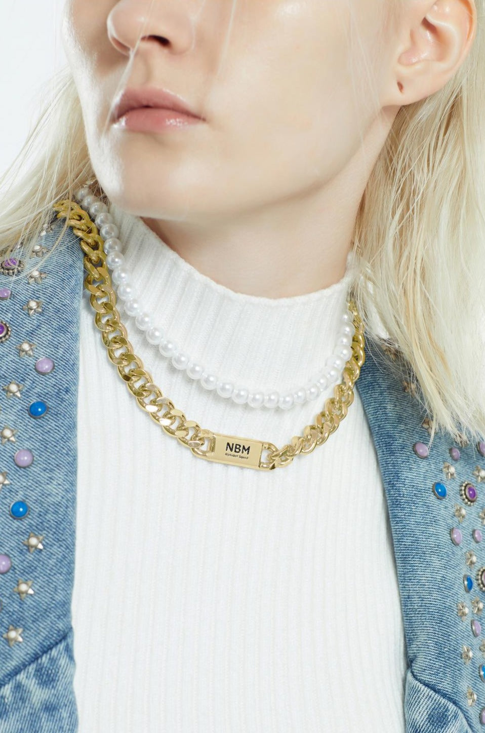 Double Layer Baroque Pearl Complex Structure Chain Necklace（Brzone Gold）